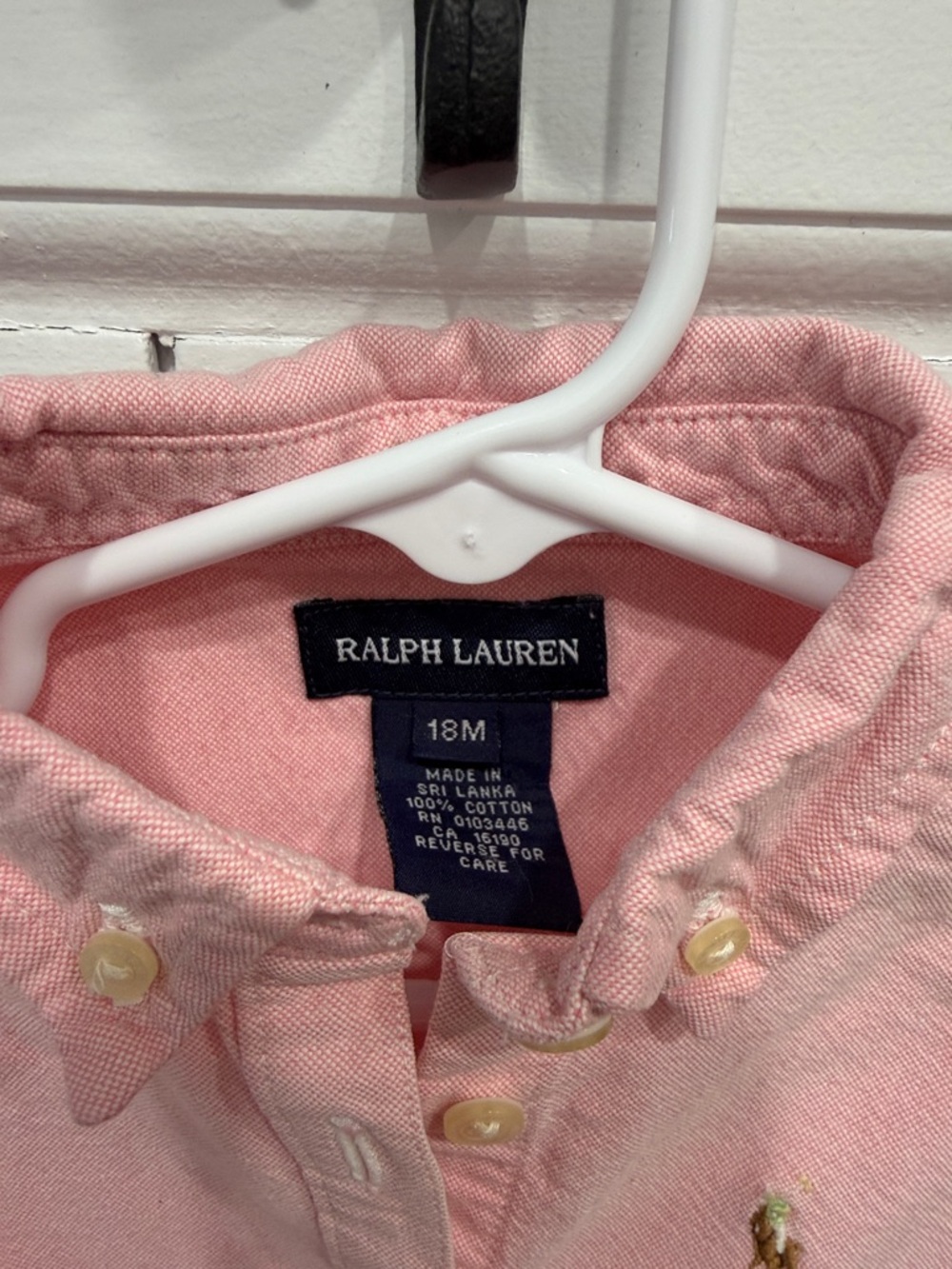 Ralph Lauren Baby Girl Dress 18M Pink Cotton Button Front Bow Belt Polo Infant - Picture 2 of 5